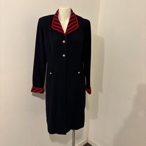 Danny & Nicole size Medium Navy Red Stripe Nautical Preppy 80s Skirt Suit Set
